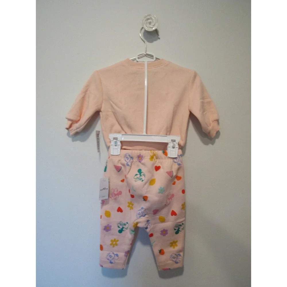 Old Navy Disney Minnie Mouse Rainbow Sweatshirt and Pants Set Pink 3-6M NWT